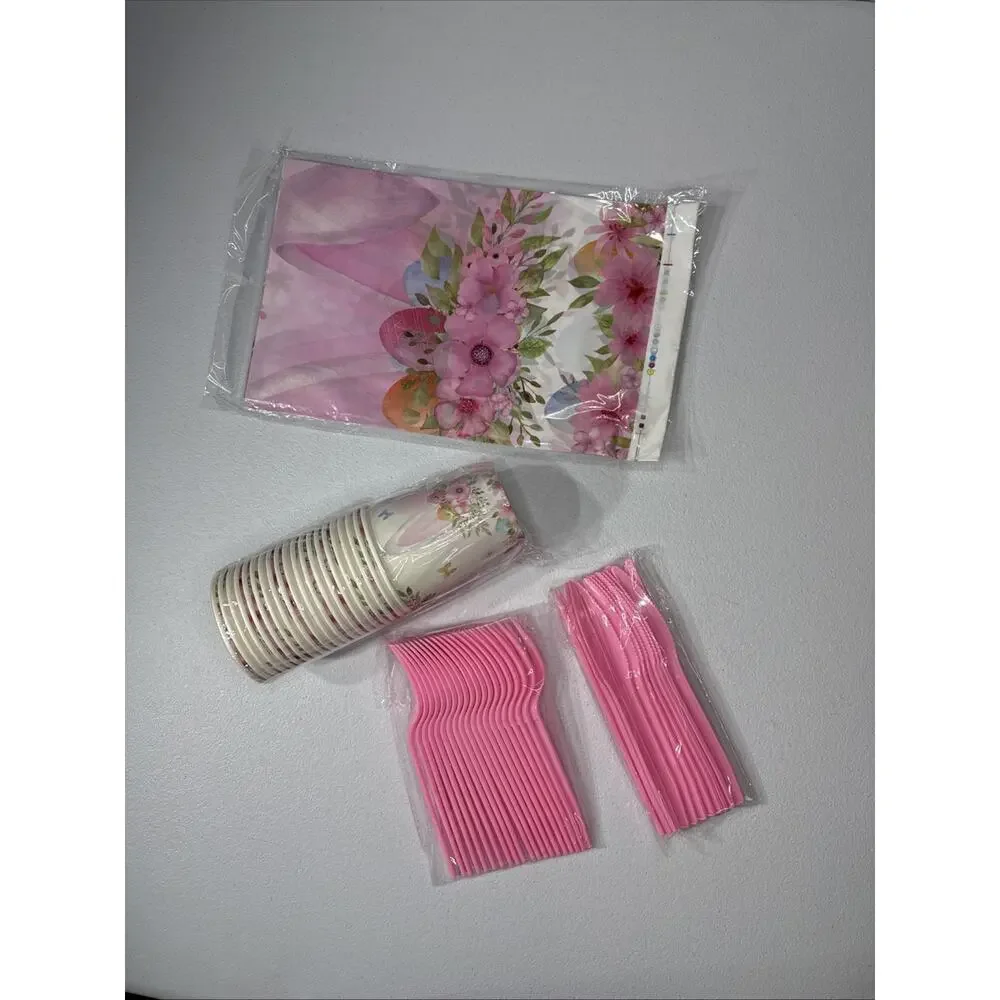 Happy Easter Table Wear Kit Pink Easter Party Supplies